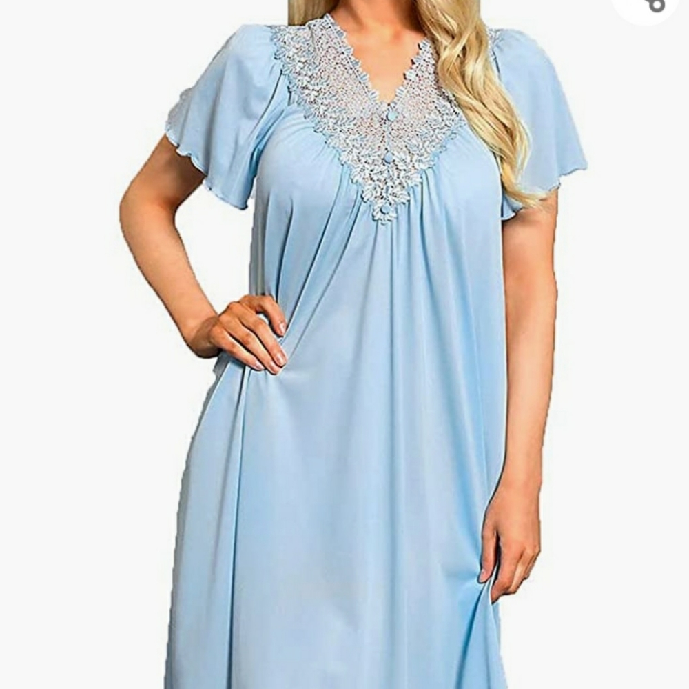 Pale blue lace front nightgown.